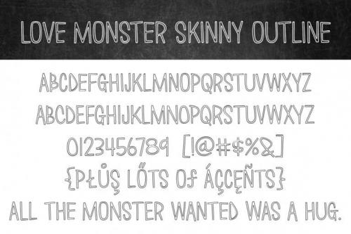 Love Monster Skinny Ountline Font 2