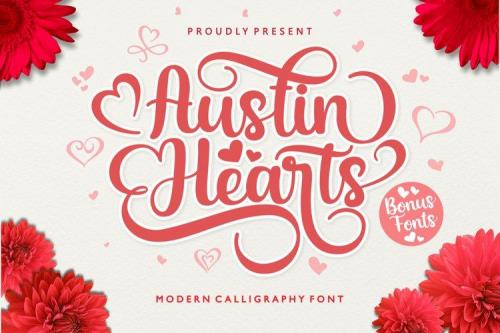 Austin Hearts Calligraphy Script Font