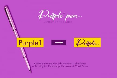 Purple Pen Script Font 5