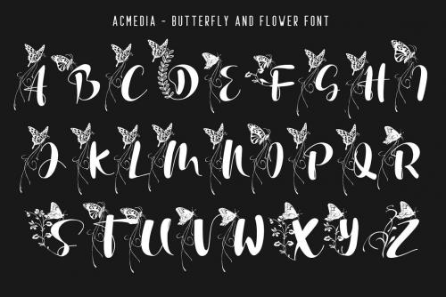 Acmedia Butterflies and Flowers Font 4