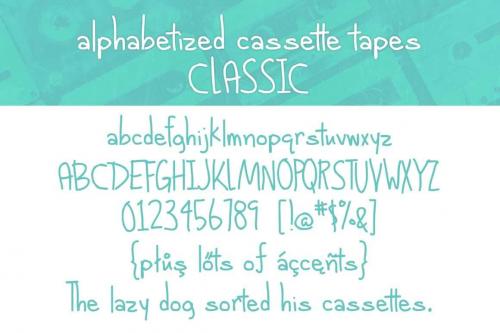 Alphabetized Cassette Tapes Font 3