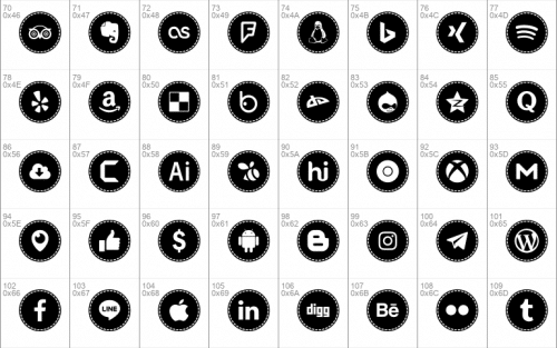 Icons Social Media 16 Font