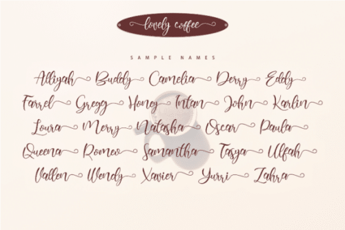 Lovely Coffee Calligraphy Font