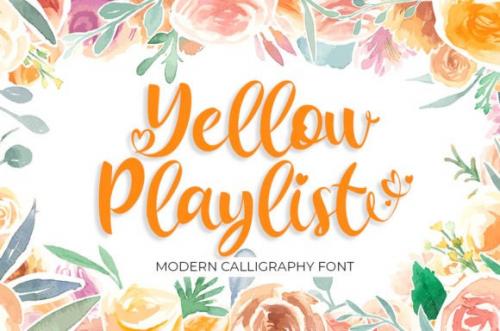 Yellow Playlist Calligraphy Font